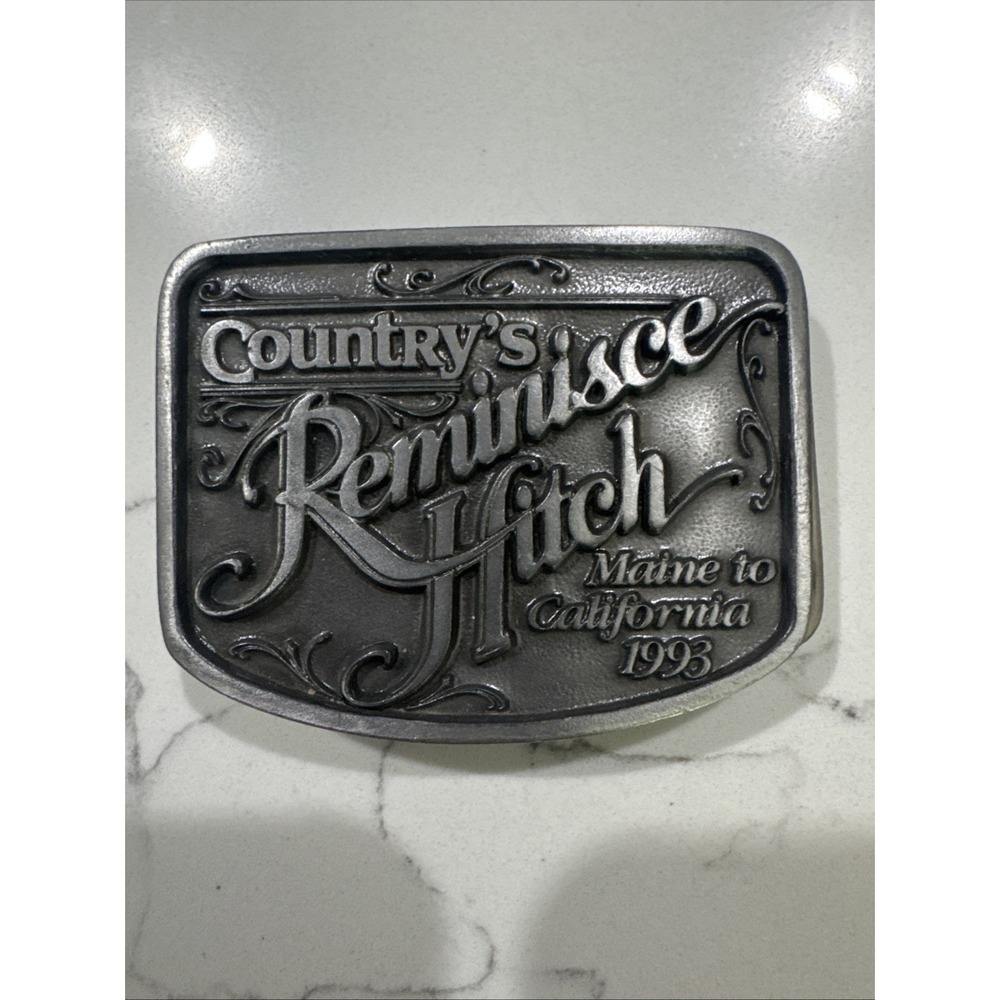 Silver Tone Vintage 1993 Country's‎ Reminisce Hitch Maine California Belt Buckle
